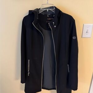 Calvin Klein ladies M  Black Raincoat with Silver Accents